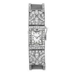 Antique Art Deco Diamond Platinum Winding Ladies Cocktail Watch