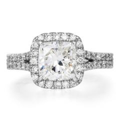 Certified 3.25ct Cushion Cut Diamond Platinum Halo Engagement Ring