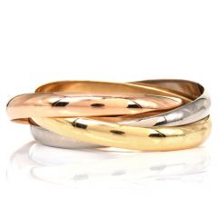 Cartier Trinity 18K Tri-Tone Gold Bangle Bracelet 