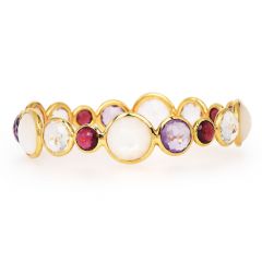 Ippolita MOP Crystal Gemstones 18K Yellow Gold Rock Candy Beaded Bangle Bracelet