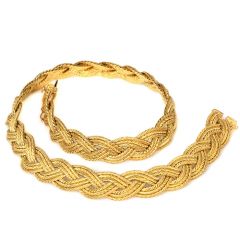 Buccellati Italian 18K Yellow Gold Braided Rope Collar Chain Necklace