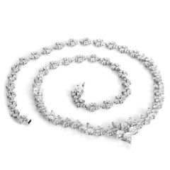 Estate 11.00 cts Diamond Platinum Floral Graduated Link Choker Necklace