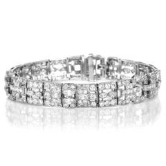 Antique Marquise Diamond Art Deco Platinum Geometric Link Bracelet
