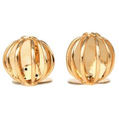 Vintage Yellow Gold Cage Dice Casino Men Cufflinks