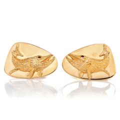 Tiffany & Co. Vintage Ruby Yellow Gold Large Whale Cufflinks