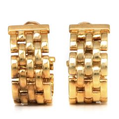 Cartier Panthere Maillon Vintage 18K Yellow Gold Link Hoop Earrings 