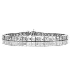 Estate 16.0Ct Asscher Cut Diamond Platinum Tennis Line Bracelet