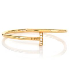 Cartier Juste Un Clou Diamond 18K Yellow Gold Nail Bangle Bracelet