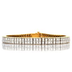 Modern 10.50 cts Princess Cut Diamond 18K Yellow Gold Tennis Link Bracelet