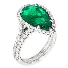 Very Fine 6.68cts Colombian Emerald Diamond AGL Cocktail Engagement Ring 