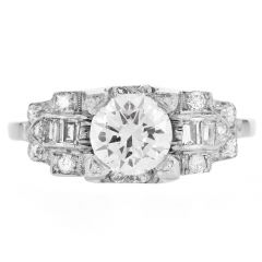 Vintage 1.07cts Platinum Filigree Diamond Engagement Ring