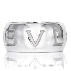 Bvlgari Monologo 18K White Gold Wide Band Ring