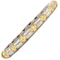 Vintage Chic Italian Diamond 18K Gold White  Bangle Bracelet