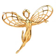 Van Cleef & Arpels Fairy Moon Stone  VCA 18K YG Brooch