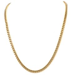 Vintage Solid 18K Yellow Gold Curb Link  25 Inches Chain Necklace