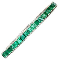 Platinum Square Brazil Emerald  Platinum Flexible Line Bracelet