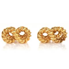 Vintage Tiffany & Co 18K Yellow Gold Infinity Rope Know Men's Cufflinks