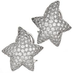 Estate 7.80cts Diamond Cluster Star Platinum Clip On Earrings