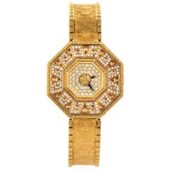 Buccellati Diamond 18k Yellow Gold Bracelet Oktachron Watch