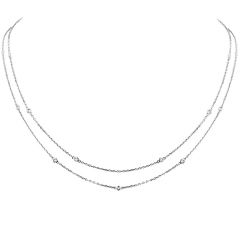 32 Inches Long  Diamond By Yard 14k White Gold Necklace