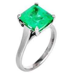 GIA Fine 4.62cts Colombian Emerald 14K Gold Solitaire Engagement Ring|Dover Jewelry|