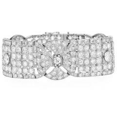 Estate 16.02cts Diamond Platinum Royal Wide Bracelet-Dover Jewelry
