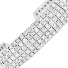 Estate 15.72 carat Diamond Wide Five Row Cuff Statement Bracelet-Dover Jewelry