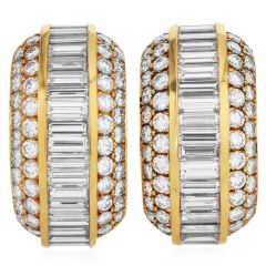 Estate 17.30cts Diamond 18K Statement Clip-On Earrings -Dover Jewelry
