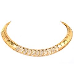 Estate Italian 5.40cts Diamond 18K Gold Collar Choker Necklace-Dover Jewelry