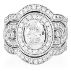  GIA F-VS2 Oval Diamond Gold Cocktail Engagement Ring