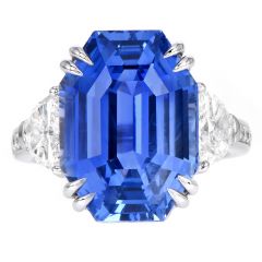 Sri Lanka Ceylon No Heat 14.58ct Sapphire Diamond 18K Ring-Dover Jewelry