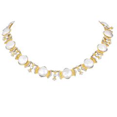 Vintage Buccellati 18k diamond Pearl Choker Gold Necklace|Dover Jewelry|