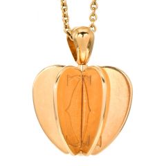 CARTIER 18k Yellow Gold Double C Apple Heart Pendant