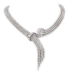 Estate Couture Diamond 45.80cts 18K Gold Scarf Necklace 