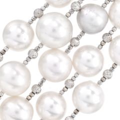 Estate Diamond South Sea Pearl Multi Row Wrap Bracelet-Dover Jewelry