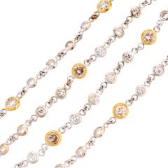 Estate 15.75cts Diamond 14K Two Tone Long By the Yard Necklace-Dover Jewelry