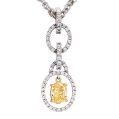 Leo Pizzo Fancy  Yellow Diamond 18k Gold Dangle Pendant Necklace