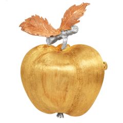 Vintage Buccellati Rigato 18K Three-Tone Gold Apple Brooch Pin-Dover Jewelry