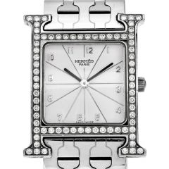 Hermes HH1.530  H Watch Diamond Bezel Stainless 35mm l Dover Jewelry