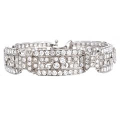 Vintage Art Deco  12cts  Diamond Platinum Link Bracelet
