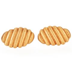 Vintage 1970s Buccellati 18K Gold Oval Ridged Cufflinks|DoverJewelry|