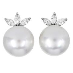 17mm Southsea Pearl Platinum 18K Gold Statement Earrings