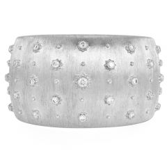 Vintage Buccellati 2.75cts Diamond 18K White Gold Rigato Tulle Cuff Bracelet