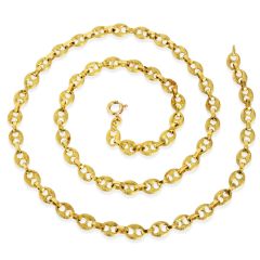 Vintage Retro Textured 18K Gold Fancy Link Necklace 41.8 Grams