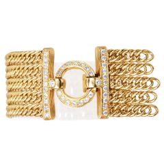 18K Yellow Gold Diamond Multi-Row Curb Chain Bracelet