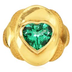 AGL Certified Heart Colombian 3.00carat  Emerald 18K Gold Statement Ring|Dover Jewelry|