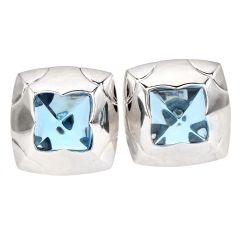 Bvlgari Pyramid Blue Topaz Earrings 18K White Gold|Dover Jewelry|