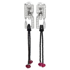 Cartier Le Baiser Du Dragon Diamond 18K Gold Drop Earrings