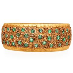 Vintage Buccellati Emerald & Diamond Macri Bangle Bracelet