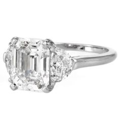 Cartier GIA 4.77cts Emerald Cut Diamond Platinum Engagement Ring|Dover Jewelry|